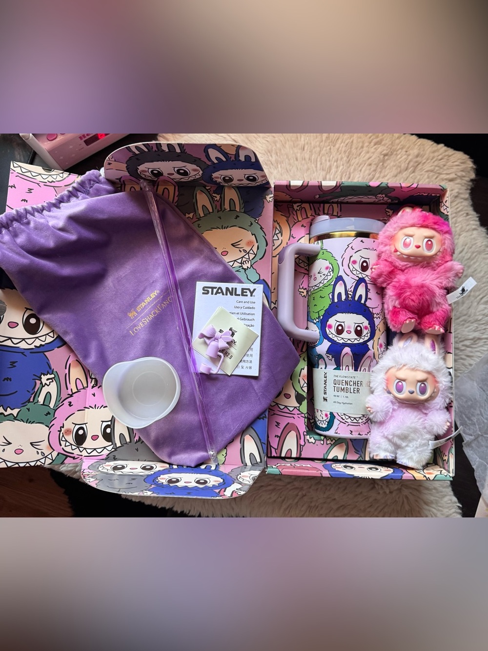 Stanley 40 oz Labubu Purple Tumbler, Accessories, and Bundle